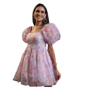 Pastel Puff Sleeve Mini Dress – Summer Party Wear